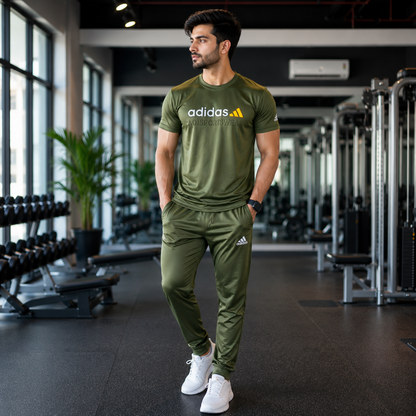 Premium Men's  Summer Gym Tracksuit – Olive Green