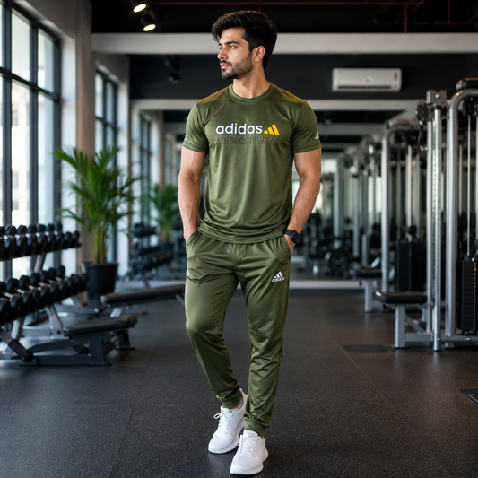 Premium Men's  Summer Gym Tracksuit – Olive Green