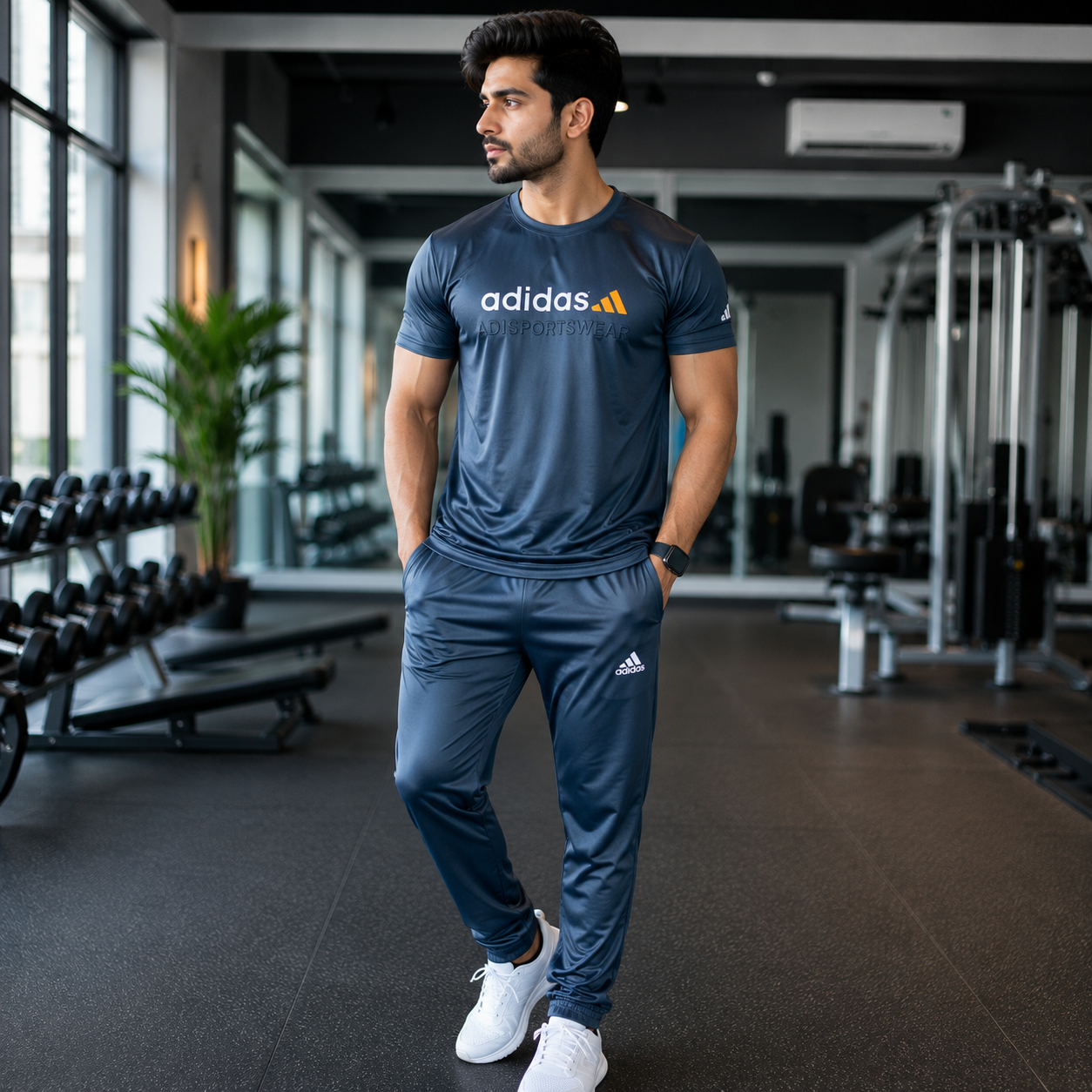 Premium Men's  Summer Gym Tracksuit – navy blue