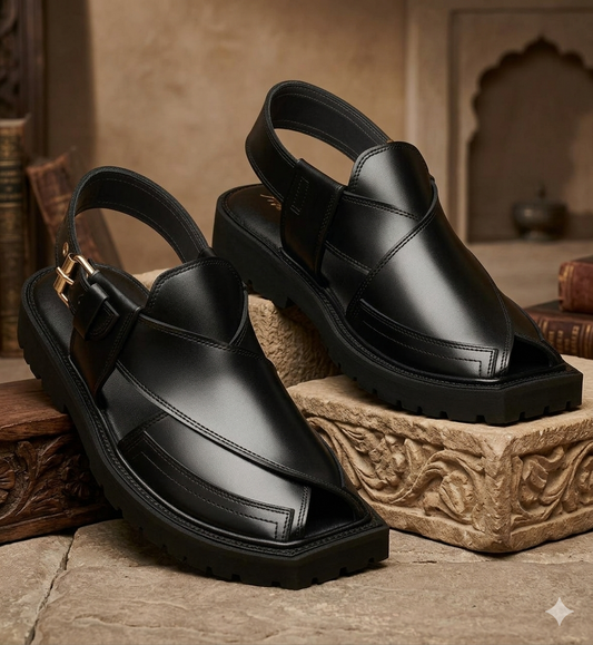 Premium Captan Chappal-Black001